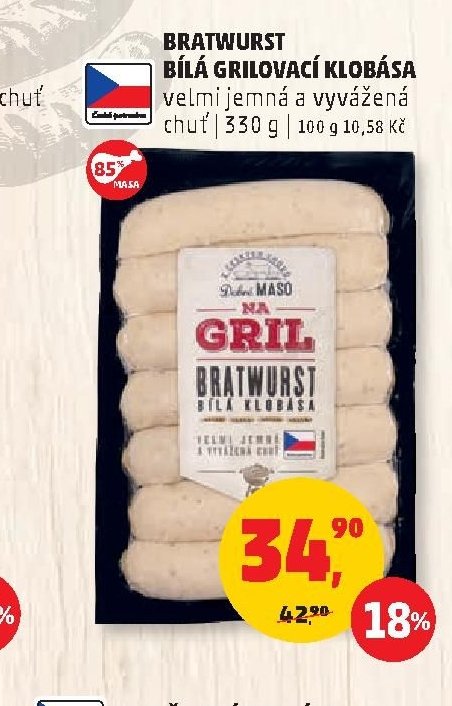 Bratwurst bílá grilovací klobása