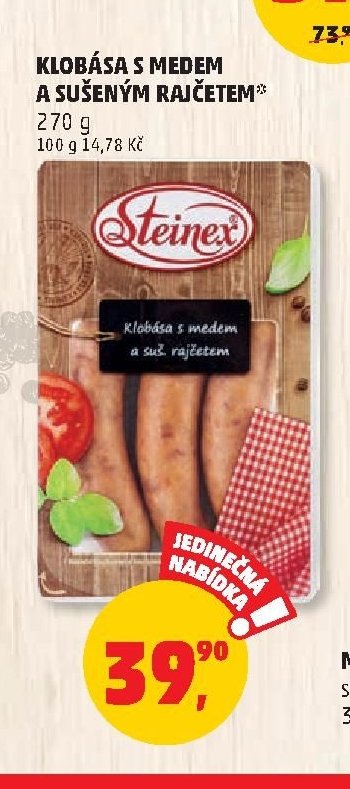 Klobása s medem a sušeným rajčetem