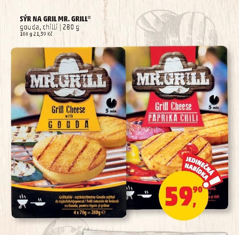 Sýr na gril Mr. Grill gouda, chilli 280 g