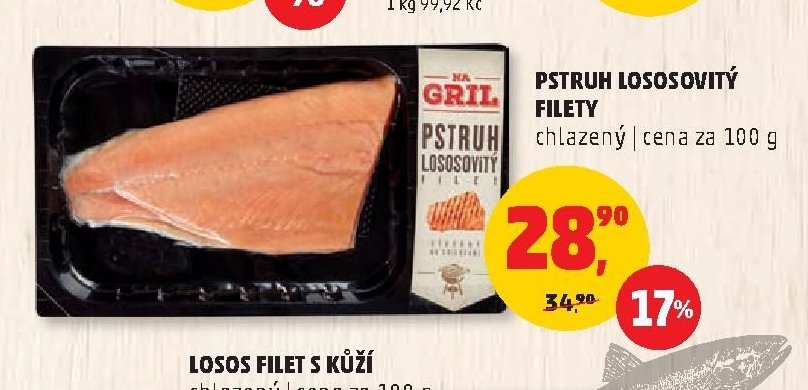 Pstruh lososovitý filety chlazený