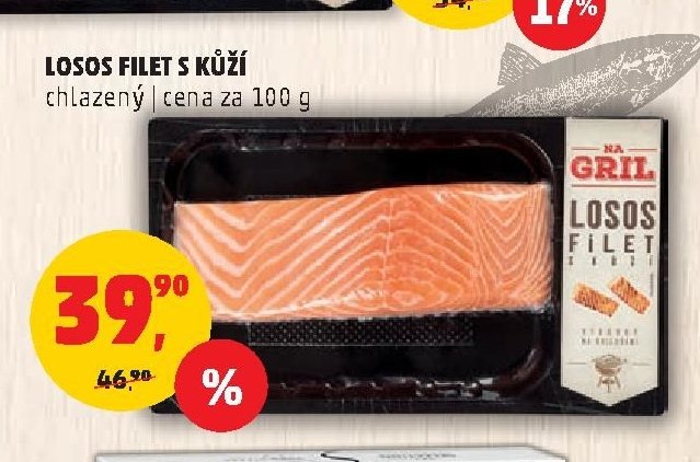 Losos filet s kůží chlazený 100 g