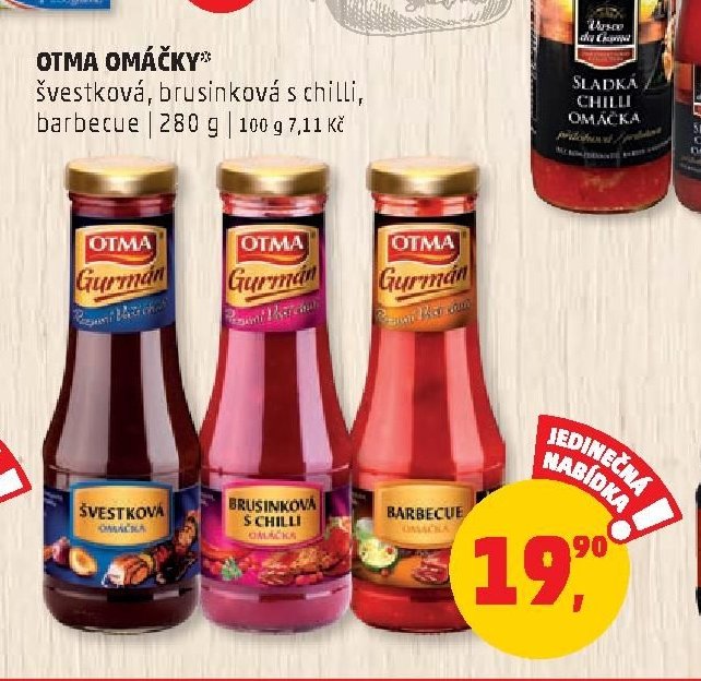 OTMA OMÁČKY švestková, brusinková s chilli, barbecue