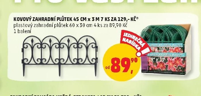 KOVOVÝ ZAHRADNÍ PLŮTEK 45 CM X 3 M