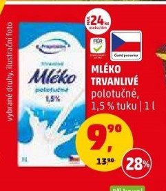 MLÉKO TRVANLIVÉ polotučné, 1,5 % tuku