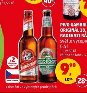 PIVO GAMBRINUS ORIGINÁL 10, RADEGAST RÁZNÁ 10