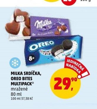 MILKA SRDÍČKA, OREO BITES MULTIPACK mražené 80 ml