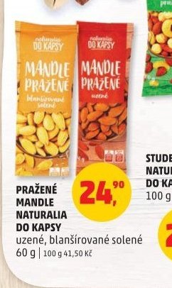 Pražené mandle Naturalia do kapsy 60 g