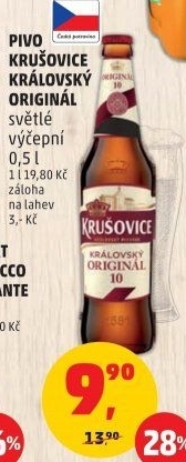 Pivo světlé výčepní Originál Královská 10° Krušovice