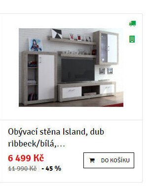 Obývací stěna Island, dub ribbeck/bílá - ASKO akcniletaky.com