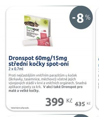 Dronspot 60mg/15mg střední kočky spot-on