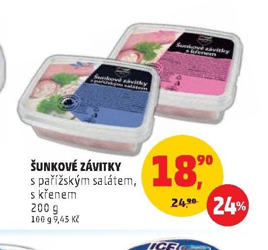 Šunkové závitky s pařížským salátem, s křenem