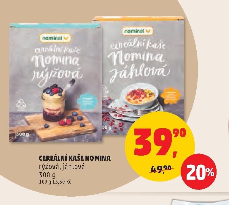 Cereální kaše Nomina rýžová, jáhlová