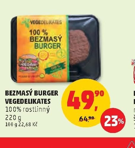 Bezmasý burger Vegedelikates
