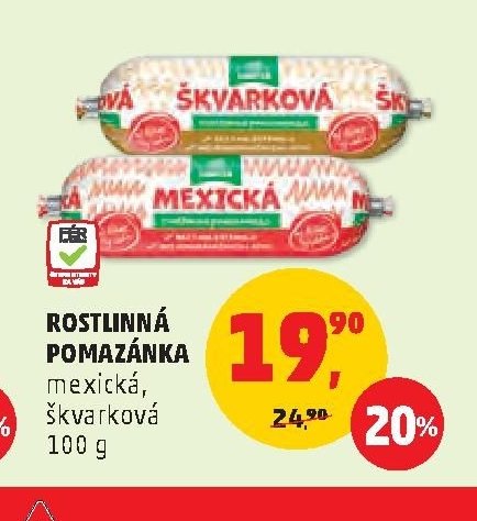 Rostlinná pomazánka mexická, škvarková