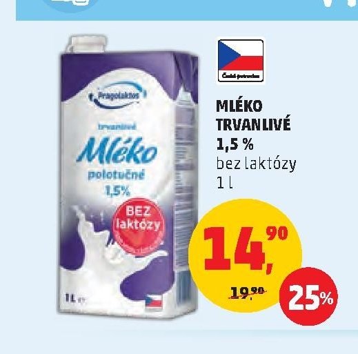MLÉKO TRVANLIVÉ 1,5 % bez laktózy