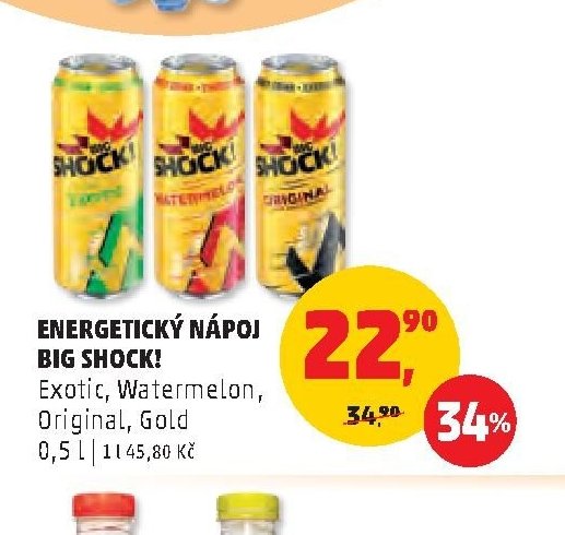 ENERGETICKÝ NÁPOJ BIG SHOCK! Exotic, Watermelon, Original, Gold 0,5 L