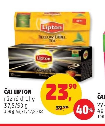 ČAJ LIPTON různé druhy 37,5/50 g