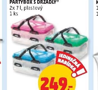 PARTYBOX S DRŽADLY 2x 7 l, plastový
