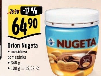 Čokokrém arašídový Nugeta Orion
