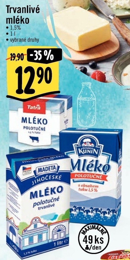 Mléko trvanlivé Tatra - 1,5% polotučné