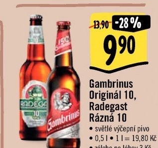 Pivo světlé výčepní Originál 10° Gambrinus