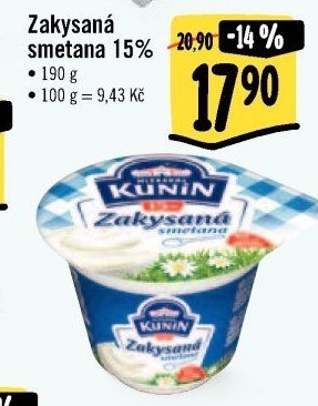 Zakysaná smetana Kunín 15%