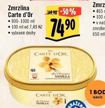 Zmrzlina ve vaničce Carte D'