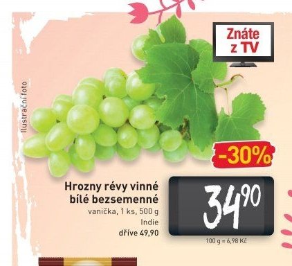 Hrozny révy vinné bílé bezsemenné