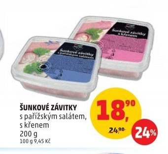 ŠUNKOVÉ ZÁVITKY s pařížským salátem, s křenem