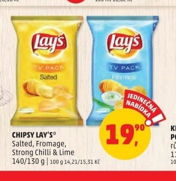 Chipsy Lay's Salted, Fromage, Strong Chilli & Lime