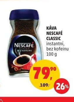 KÁVA NESCAFÉ CLASSIC instantní, bez kofeinu 100 g