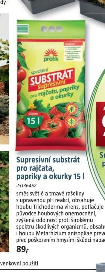 Supresivní substrát pro rajčata, papriky a okurky 15 l