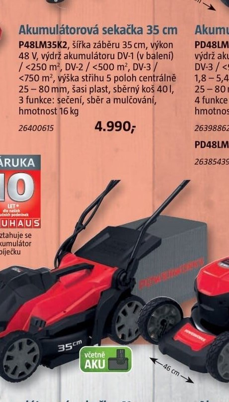 Akumulátorová sekačka 35 cm
