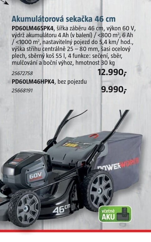 Akumulátorová sekačka 46 cm