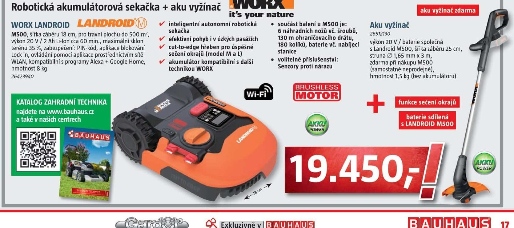 WORX LANDROID M500 + Aku vyžínač