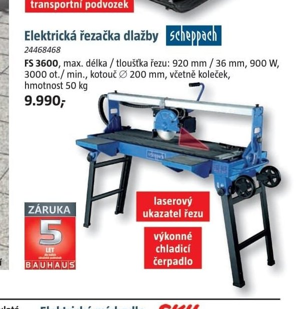 Elektrická řezačka dlažby Scheppach