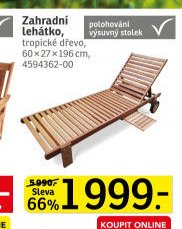 Zahradní lehátko, tropické dřevo - ASKO akcniletaky.com