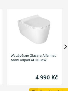 Wc závěsné Glacera Alfa mat zadní odpad AL010MW