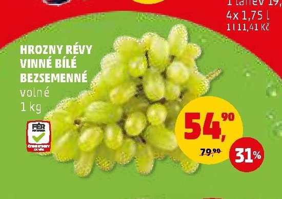 Hrozny révy vinné bílé bezsemenné