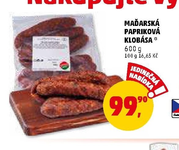 MAĎARSKÁ PAPRIKOVÁ KLOBÁSA
