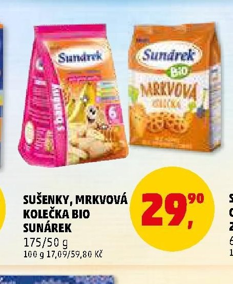 Sušenky, mrkvová kolečka Bio Sunárek