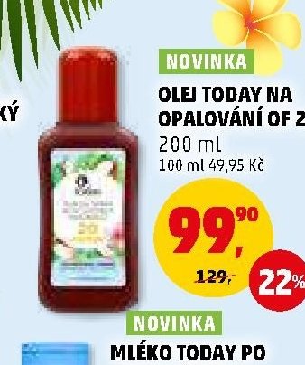 Olej Today na opalování OF 20 200 ml