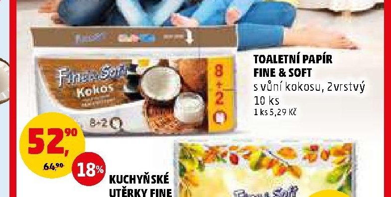 Toaletní papír Fine & Soft s vůní kokosu, 2vrstvý 10 ks