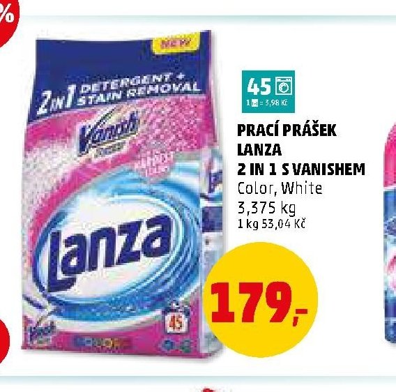 Prací prášek Lanza 2 in 1 s Vanishem