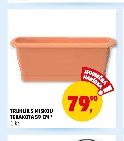 TRUHLÍK S MISKOU TERAKOTA 59 CM