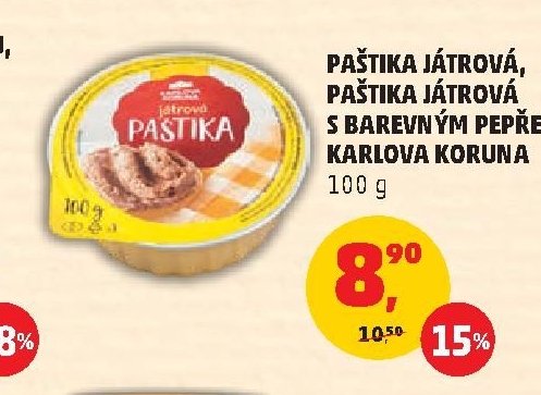 PAŠTIKA JÁTROVÁ, PAŠTIKA JÁTROVÁ S BAREVNÝM PEPŘEM KARLOVA KORUNA 100 g