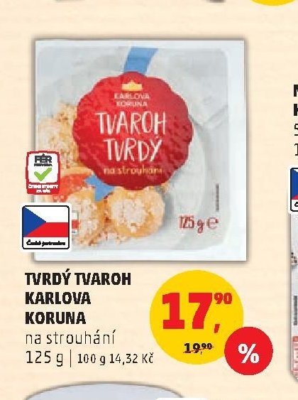 TVRDÝ TVAROH KARLOVA KORUNA na strouhání 125 g
