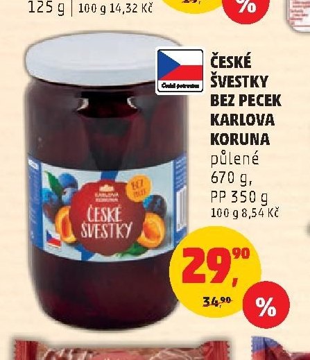ČESKÉ ŠVESTKY BEZ PECEK KARLOVA KORUNA půlené 670 g