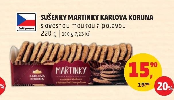SUŠENKY MARTINKY KARLOVA KORUNA s ovesnou moukou a polevou 220 g