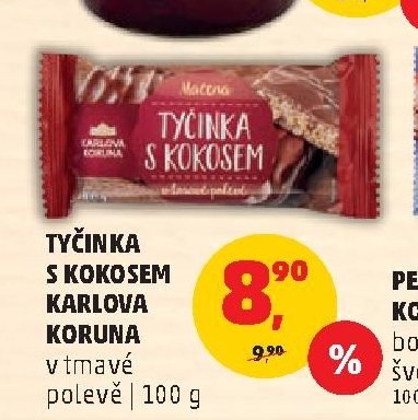 TYČINKA S KOKOSEM KARLOVA KORUNA v tmavé polevě 100 g